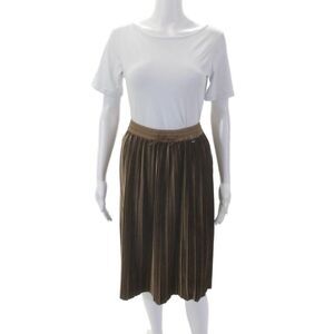 Molo Womens Textured Elastic Waistband Lined Flowy Skirt Brown Size S